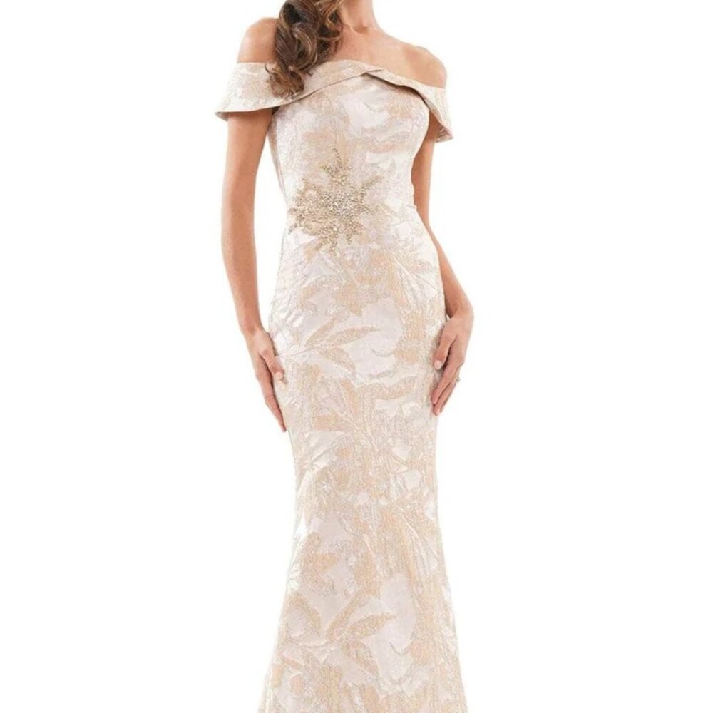 NWT Marsoni by Colors MV1223 Floral Mother of the Bride Dress Gold Size 8